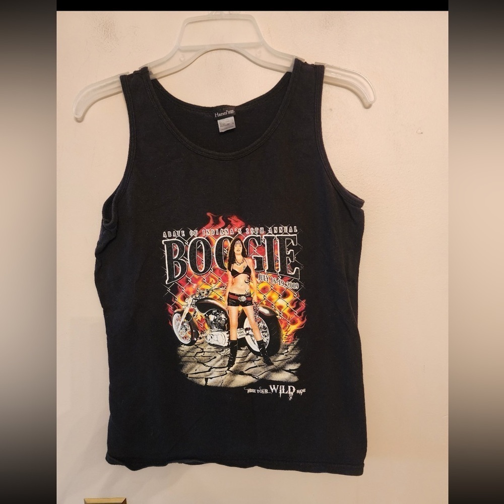 Vtg y2k biker rally tank top boogie size womens small Hanes